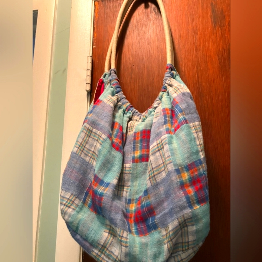 5/$25 Joe Boxer plaid hobo bag. 11"x11".